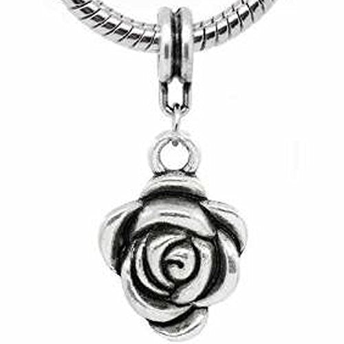Rose Flower European Bead Compatible for Most European Snake Chain Bracelet
