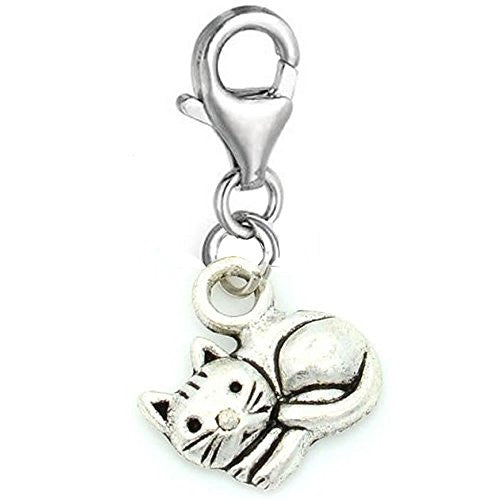 Curled Up Cat Clip on for Bracelet Charm Pendant for European Charm Jewelry w/ Lobster Clasp - Sexy Sparkles Fashion Jewelry