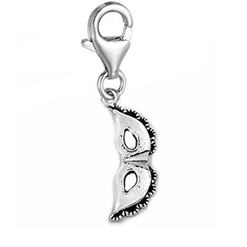 Clip on Mask Charm Pendant for European Clip on Charm Jewelry w/ Lobster Clasp