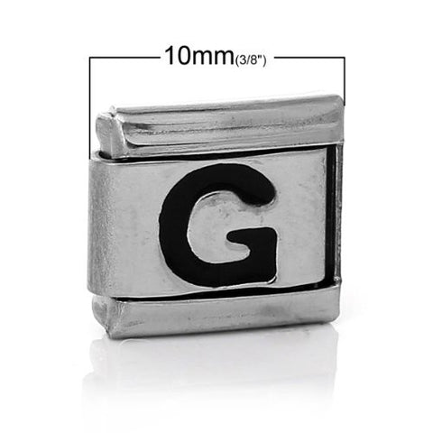 Italian Charm Bracelet Link Square Silver Tone Alphabet Letter (G) - Sexy Sparkles Fashion Jewelry - 2