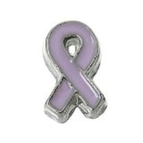 Purple Awarness Ribbon Floating Charm for Glass Living Memory Locket Pendant - Sexy Sparkles Fashion Jewelry