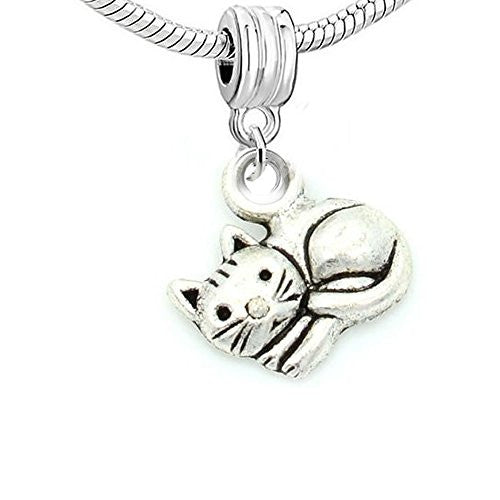 Curled up Cat Bead Compatible for Most European Snake Chain Bracelet