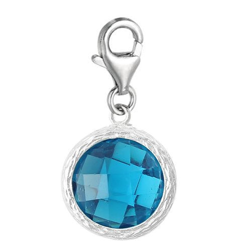 Clip on December Birthstone Charm Dangle Pendant for European Clip on Charm Jewelry w/ Lobster Clasp