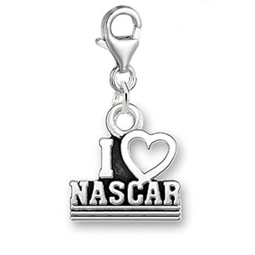 Clip on I Love Nascar Dangle Pendant for European Clip on Charm Jewelry w/ Lobster Clasp - Sexy Sparkles Fashion Jewelry