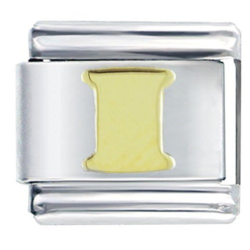 Gold plated base Letter I Italian Charm Bracelet Link