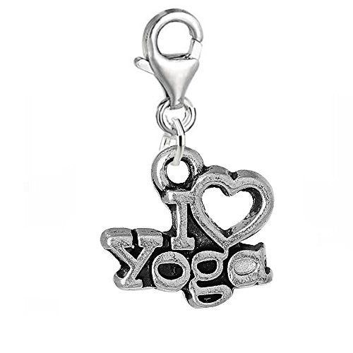 Clip on I Love Yoga Charm Pendant for Chains or Any Other Item on Which You Can Clip on the Lobster Clasp - Sexy Sparkles Fashion Jewelry