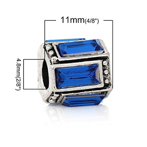 Blue September Birthday Charm w/  Crystals Bead - Sexy Sparkles Fashion Jewelry - 3