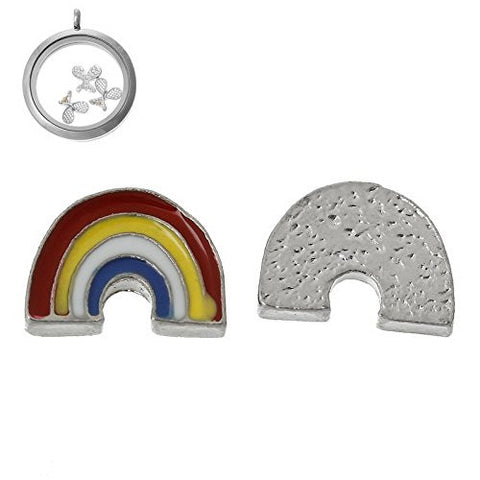 Floating Charms for Glass Living Memory Locket Pendant and Stainless Steel Back Plate (''Rainbow Floating Charm) - Sexy Sparkles Fashion Jewelry - 2