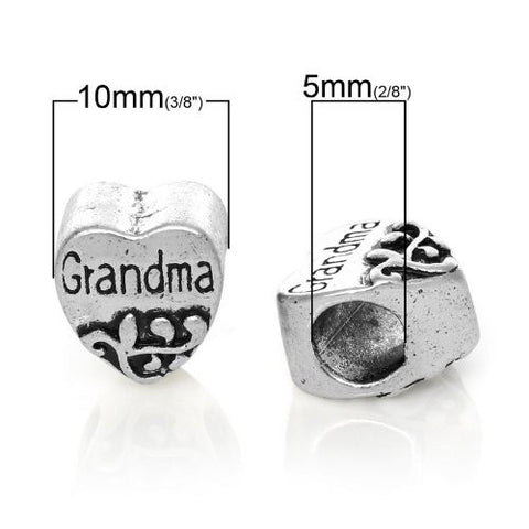 Grandma Heart Bead European Bead Compatible for Most European Snake Chain Charm Braceletss - Sexy Sparkles Fashion Jewelry - 2