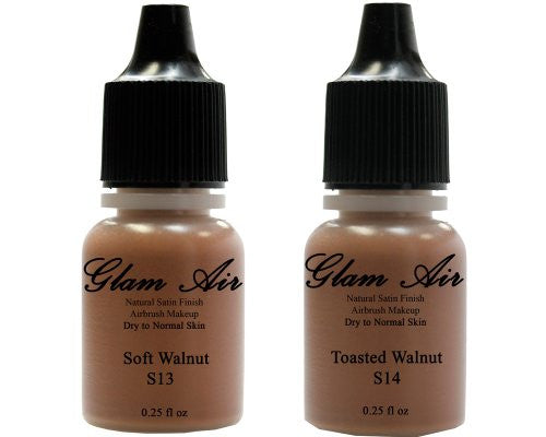 Glam Air Airbrush Water-based Foundation in Set of Two (2) Assorted Dark Satin Shades S13-S14 0.25oz