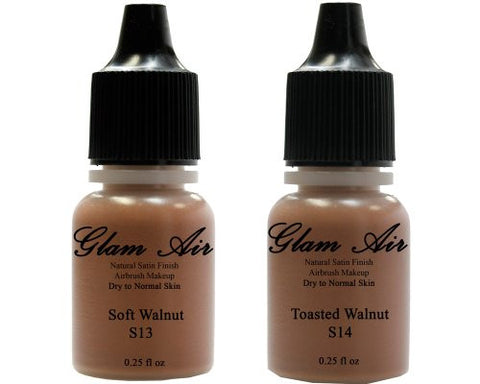 Glam Air Airbrush Water-based Foundation in Set of Two (2) Assorted Dark Satin Shades S13-S14 0.25oz - Sexy Sparkles Fashion Jewelry - 1