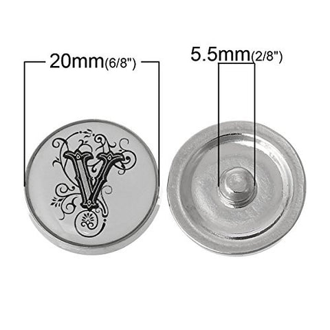 Alphabet Letter V Chunk Snap Button Pendant Fits Snaps Chunk Bracelet - Sexy Sparkles Fashion Jewelry - 2