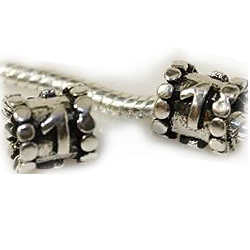 Lucky Number 1 Charm Beads Compatible with European Snake Chain Charm Bracelet - Sexy Sparkles Fashion Jewelry