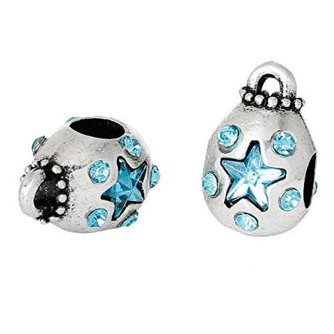 Money Bag With Blue Crystals Charm Bead Spacer for European Snake Chain Charm Bracelets - Sexy Sparkles Fashion Jewelry - 2