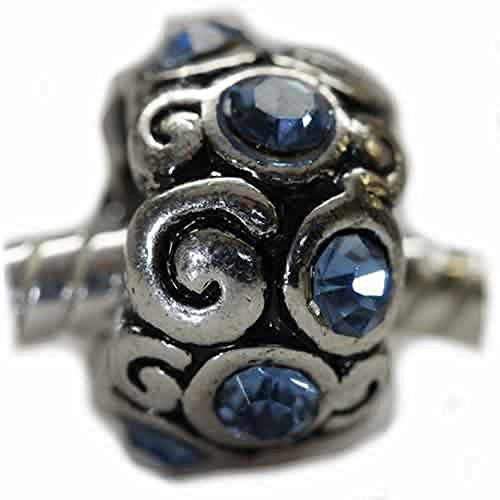 Swirls Bead w/ Blue  Crystals European Bead Compatible for Most European Snake Chain Bracelet - Sexy Sparkles Fashion Jewelry