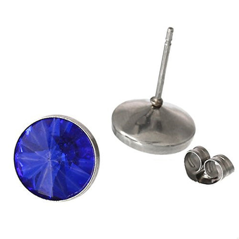 September Birthstone Stainless Steel Post Stud Earrings with  Rhinestone - Sexy Sparkles Fashion Jewelry - 2