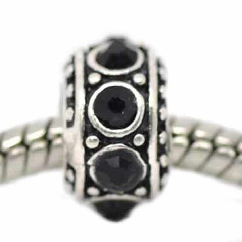 Black Crystals Spacer Bead Charm for Snake Chain Bracelet - Sexy Sparkles Fashion Jewelry - 4