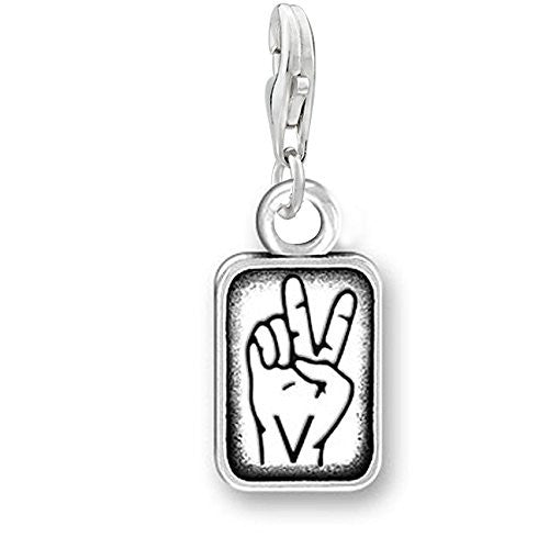 Sign Language Charm Pendant for Bracelets or Necklaces "V"
