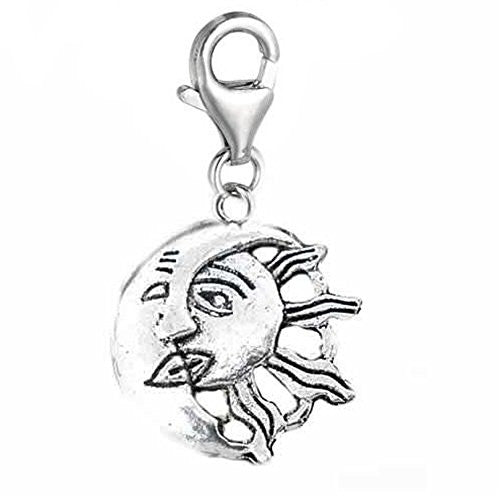 Clip on Sun & Moon Dangle Charm Pendant for European Clip on Charm Jewelry w/ Lobster Clasp - Sexy Sparkles Fashion Jewelry