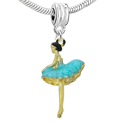 Ballerina in Blue Dress Charm European Bead Compatible for Most European Snake Chain Bracelet - Sexy Sparkles Fashion Jewelry