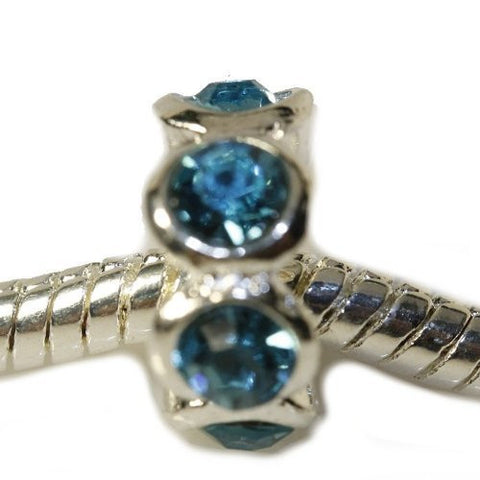 Decmeber Blue Birthstone  Rhinestone Charm European Bead Compatible for Most European Snake Chain Bracelet - Sexy Sparkles Fashion Jewelry - 3