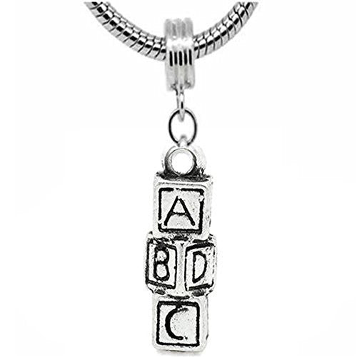 ABCD Block Charm Dangle European Bead Compatible for Most European Snake Chain Bracelet - Sexy Sparkles Fashion Jewelry - 1