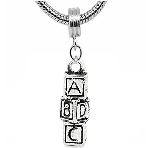 ABCD Block Charm Dangle European Bead Compatible for Most European Snake Chain Bracelet - Sexy Sparkles Fashion Jewelry - 1