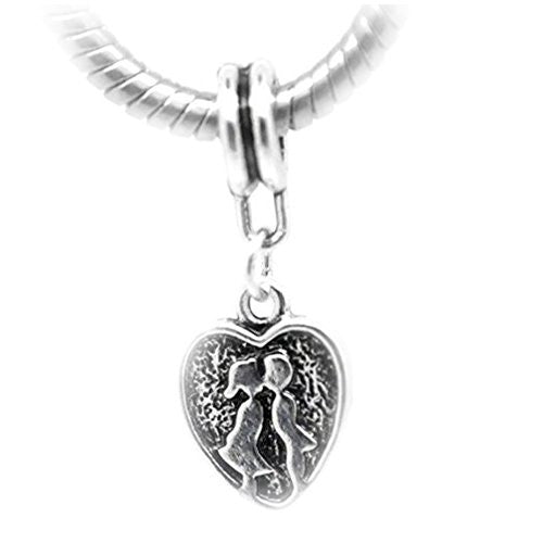 Couples kissing inside a heart Charm Beads For Snake Chain Bracelets