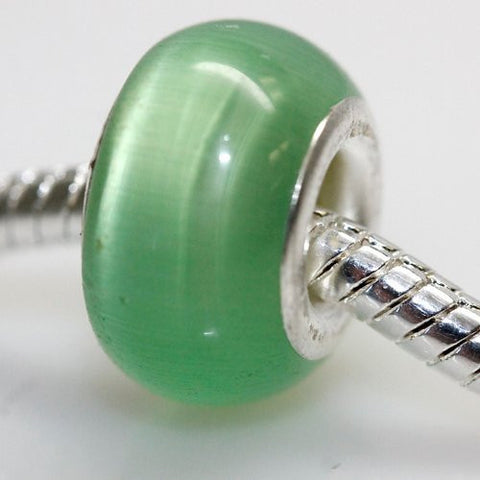 Cat's Eye Glass European Beads For Snake Chain Bracelet (Light Green) - Sexy Sparkles Fashion Jewelry - 2
