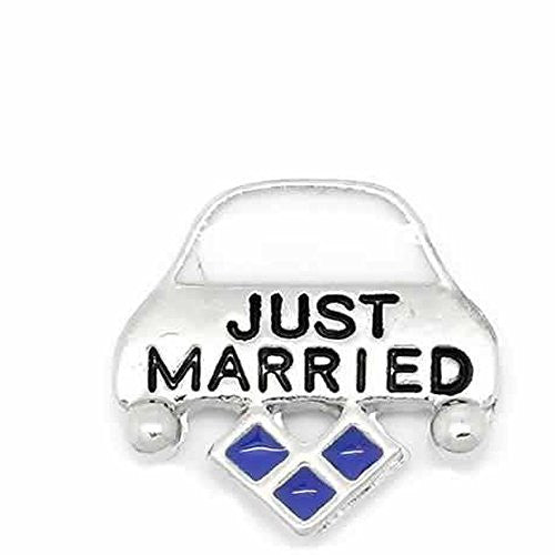 "Just Married"Floating Charms For Glass Living Memory Lockets - Sexy Sparkles Fashion Jewelry - 1