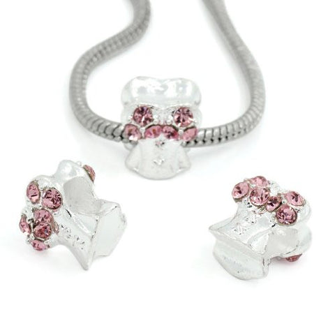 Pink Corset Top with Rhinestone Charm Bead Spacer For Snake Chain Bracelets - Sexy Sparkles Fashion Jewelry - 3