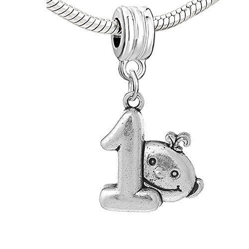 Babies 1st Birthday Charm Dangle European Bead Compatible for Most European Snake Chain Bracelet - Sexy Sparkles Fashion Jewelry