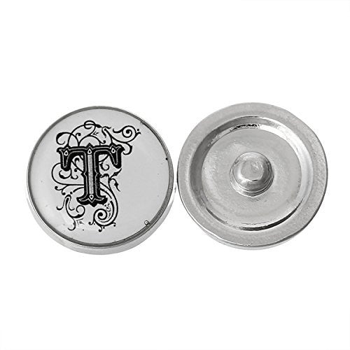 Alphabet Letter T Chunk Snap Button Fits Snaps Chunk Bracelet