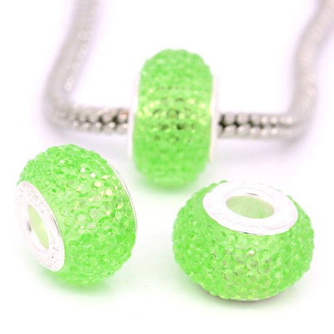 Green Glitter Charm fits European Snake Chain Charm Bracelets - Sexy Sparkles Fashion Jewelry - 2