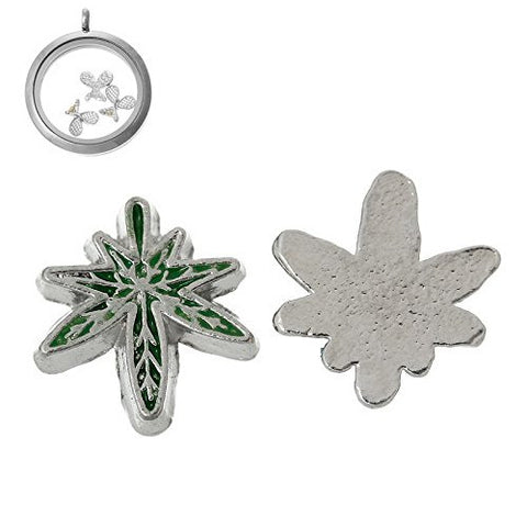 Floating Charms for Glass Living Memory Locket Pendant and Stainless Steel Back Plate (Leaf Floating Charm) - Sexy Sparkles Fashion Jewelry - 2