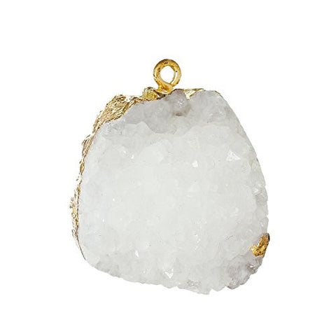 (Grade A) Natural Agate Druzy /Drusy Charm Pendant (White) - Sexy Sparkles Fashion Jewelry - 1