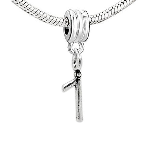 Choose From Number #1 Dangle European Bead Compatible for Most European Snake Chain Bracelet - Sexy Sparkles Fashion Jewelry