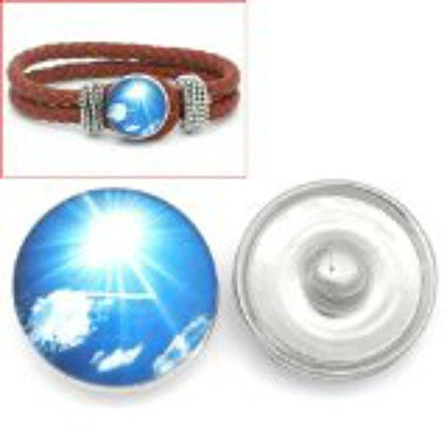 Cloud Design Glass Chunk Charm Button Fits Chunk Bracelet 18mm for Noosa Style Chunk Leather Bracelet - Sexy Sparkles Fashion Jewelry - 1