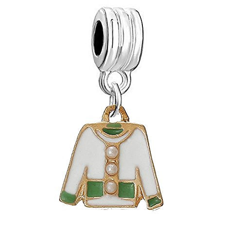 Womens Shirt Jacket Dangle Charm Pendant for European Snake Chain Bracelet (Green) - Sexy Sparkles Fashion Jewelry