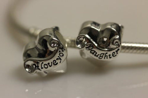 Daughter I Love You European Bead Compatible for Most European Snake Chain Charm Bracelet - Sexy Sparkles Fashion Jewelry - 3