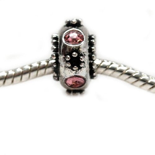 Pink Flower  Rhinestone Charm Spacer European Bead Compatible for Most European Snake Chain Bracelet - Sexy Sparkles Fashion Jewelry