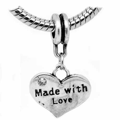 Made with Love Heart European Bead Compatible for Most European Snake Chain Bracelet - Sexy Sparkles Fashion Jewelry - 2