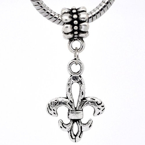 Fleur-De-Lis Charm European Bead Compatible for Most European Snake Chain Bracelet - Sexy Sparkles Fashion Jewelry - 1