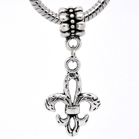 Fleur-De-Lis Charm European Bead Compatible for Most European Snake Chain Bracelet - Sexy Sparkles Fashion Jewelry - 1
