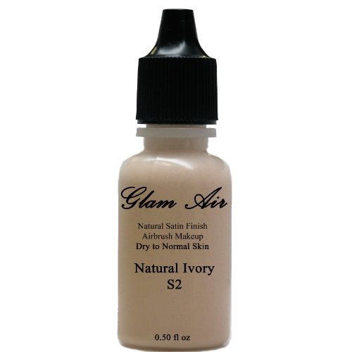 Large Bottle Airbrush Makeup Foundation Satin S2 Natural Ivory Water-based Makeup Lasting All Day 0.50 Oz Bottle By Glam Air - Sexy Sparkles Fashion Jewelry - 1