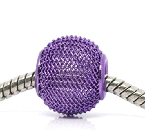 Purple Mesh Spacer European Bead Compatible for Most European Snake Chain Bracelet