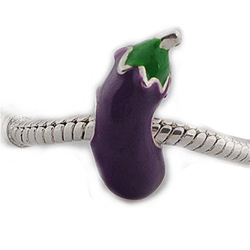 Eggplant Charm European Bead Compatible for Most European Snake Chain Bracelet