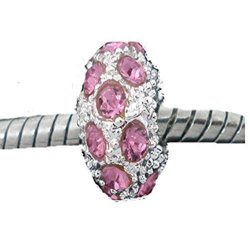 October Birthstone w/Pink Rhinestones Charm For european Snake chain Charm Bracelet - Sexy Sparkles Fashion Jewelry - 1