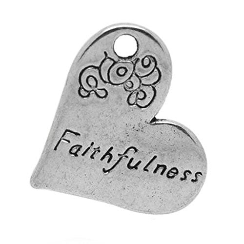 Silver Faithfulness Heart Bracelet Necklace Charm Pendant - Sexy Sparkles Fashion Jewelry - 1