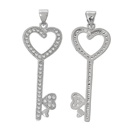 Heart Shaped Key Charm Pendant For Necklace - Sexy Sparkles Fashion Jewelry - 1